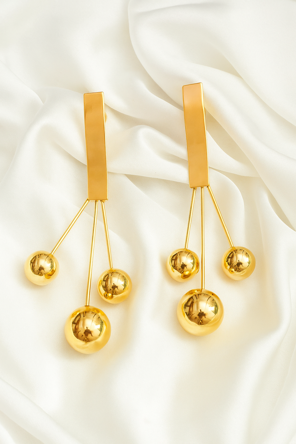 Golden Cascade Ball Drop Earrings