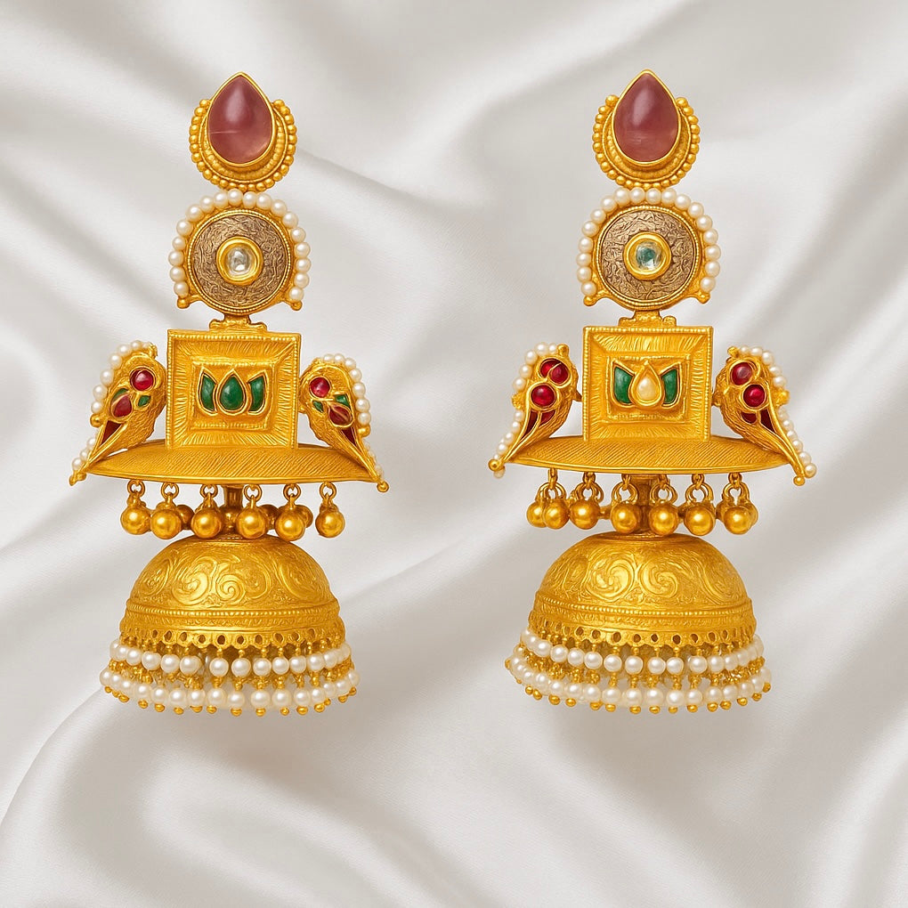 Indian Mayura padma Jhumkas