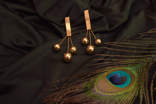 Golden Cascade Ball Drop Earrings