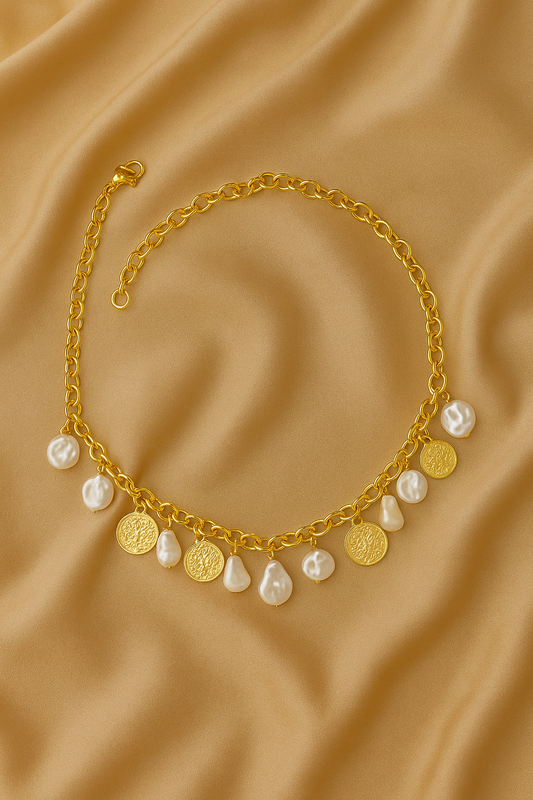 Pearl and Coins Charm Neckhugger