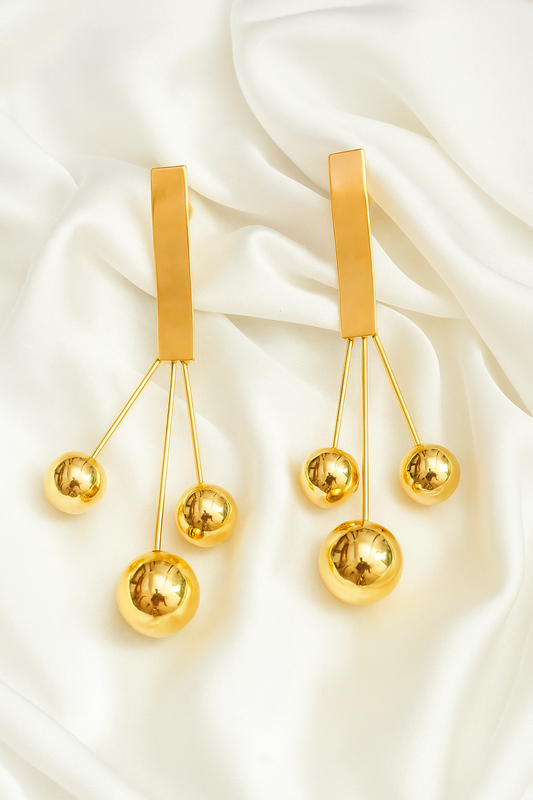 Golden Cascade Ball Drop Earrings