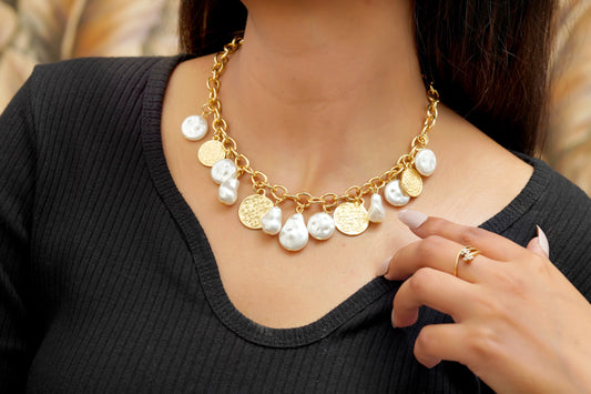 Pearl and Coins Charm Neckhugger
